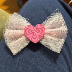 Pink Heart Bow Hair Clip
